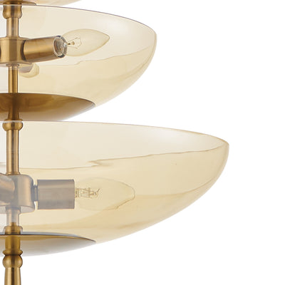 Fiorello 21-inch 6-light Brushed Gold Pendant Light with Smoked Amber Glass Shades