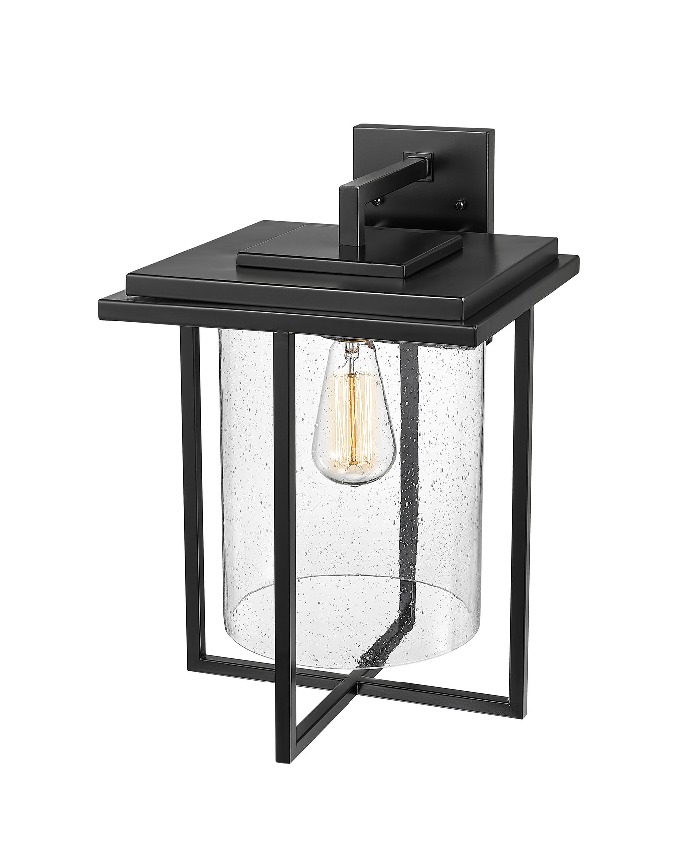 17-inch Adair Powder Coated Black 1-Light Outdoor Wall Sconce with Clear Seeded Glass