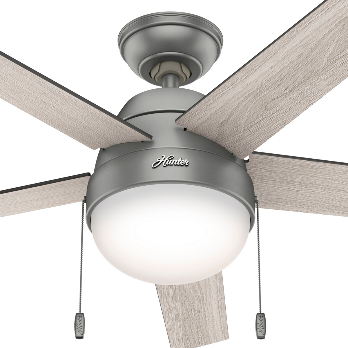 52 inch Anslee Matte Silver Ceiling Fan with LED Light Kit and Pull Chain