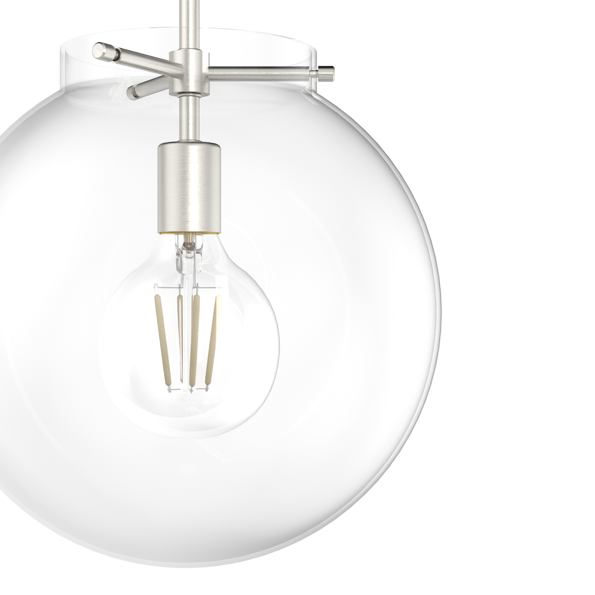 Sacha 12-inch 1-light Brushed Nickel Globe Pendant with Clear Glass