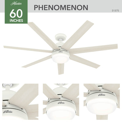 60 inch Phenomenon Wi-Fi ENERGY STAR® Matte White Ceiling Fan with LED Light Kit and Wall Control