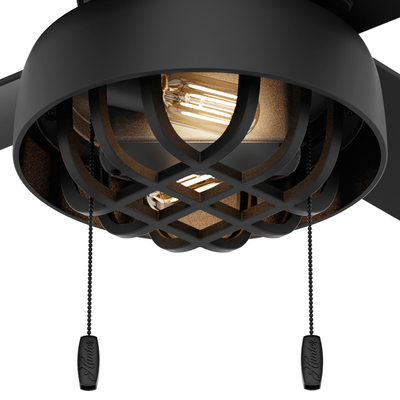 52 inch Spring Mill Matte Black Damp Rated Ceiling Fan with LED Light Kit and Pull Chain