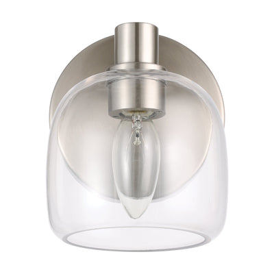 Valentina 5-inch 1-light Brushed Nickel Vanity Light with Clear Glass Shade