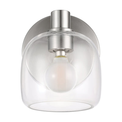 Valentina 5-inch 1-light Brushed Nickel Vanity Light with Clear Glass Shade