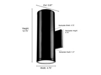 12.75-inch Vegas Powder Coated Black Outdoor Wall Sconce