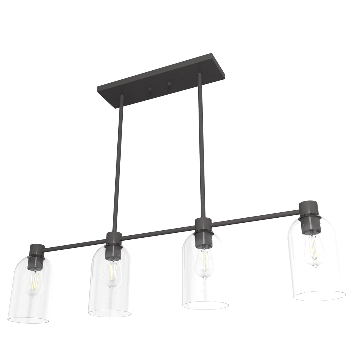 Lochemeade 37.5-inch 4-light Noble Bronze Linear Chandelier with Clear Seeded Glass