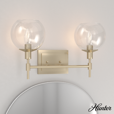 Hepburn 18-inch 2-light Modern Brass Vanity Light with Cased White Glass