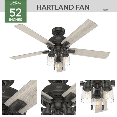 52 inch Hartland Noble Bronze Ceiling Fan with LED Light Kit and Pull Chain