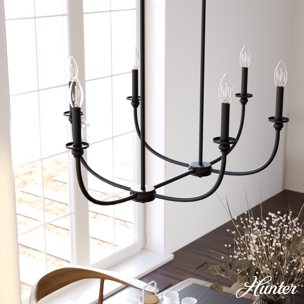Saddlewood 46-inch 10-light Natural Black Iron Linear Chandelier