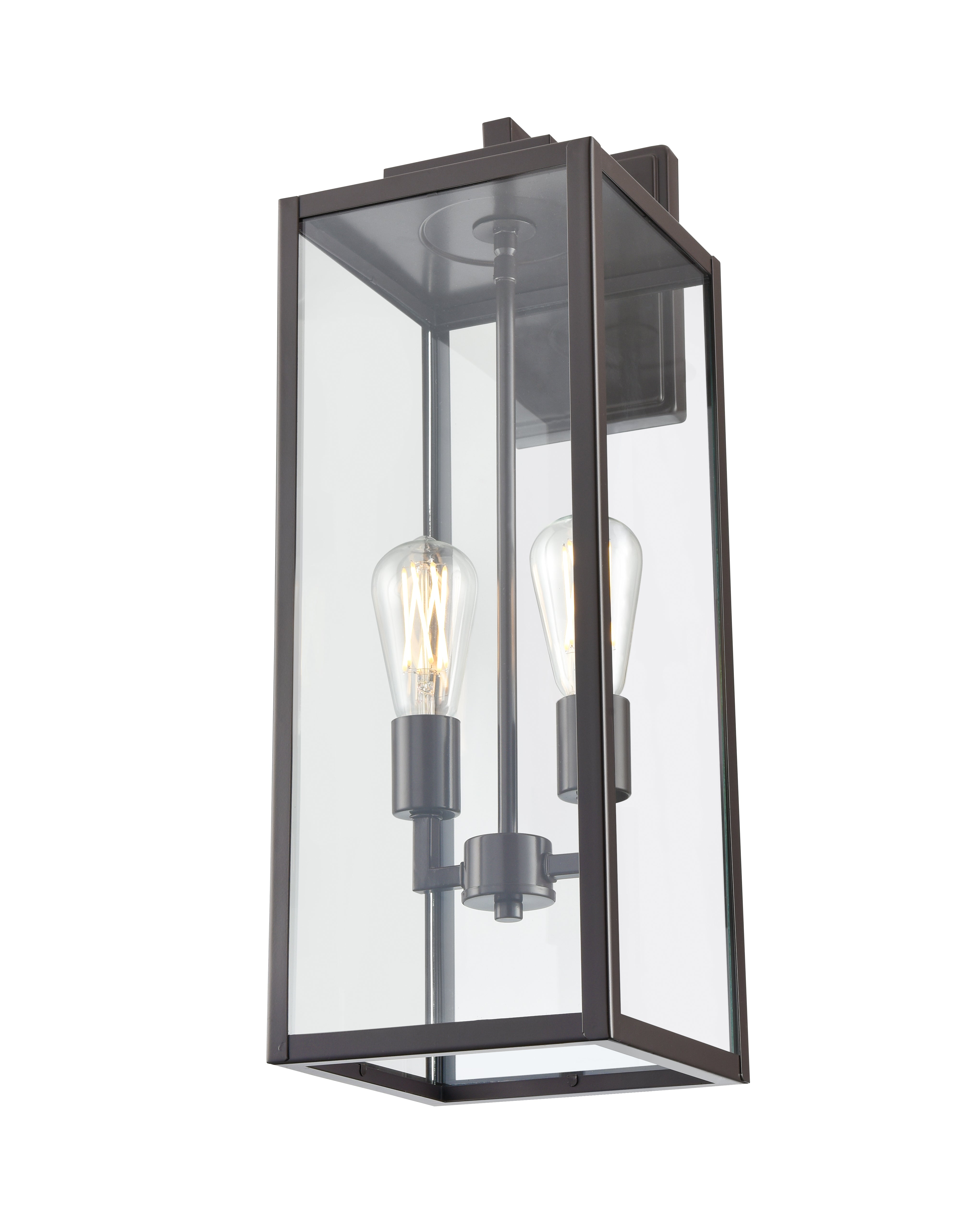 8'' Atless Powder Coated Bronze 2 Light Lantern