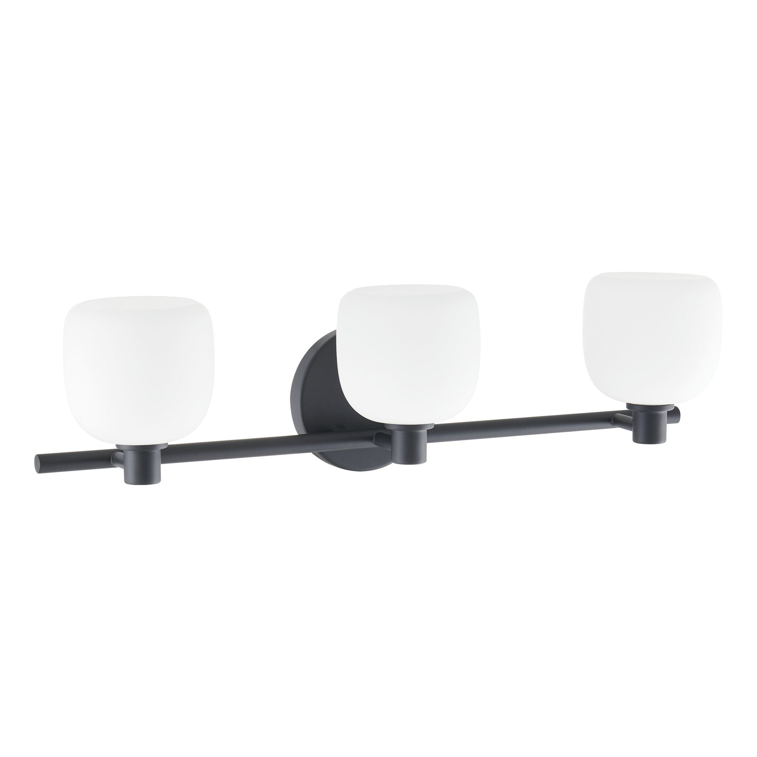Valentina 24-inch 3-light Matte Black Vanity Light with Etched Opal Glass Shades