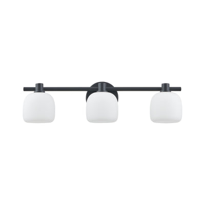 Valentina 24-inch 3-light Matte Black Vanity Light with Etched Opal Glass Shades