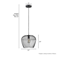 Redding 12-inch 1-light Matte Black Industrial Pendant with Matte Black Metal Shade