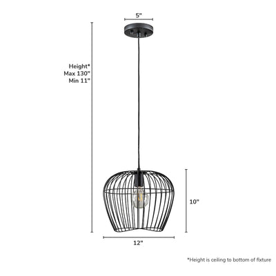 Redding 12-inch 1-light Matte Black Industrial Pendant with Matte Black Metal Shade