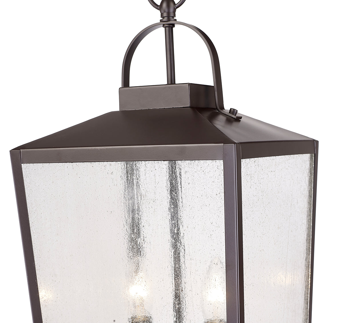 22-inch Devens Powder Coated Bronze 2-Light Outdoor Hanging Lantern with Clear Seeded Glass