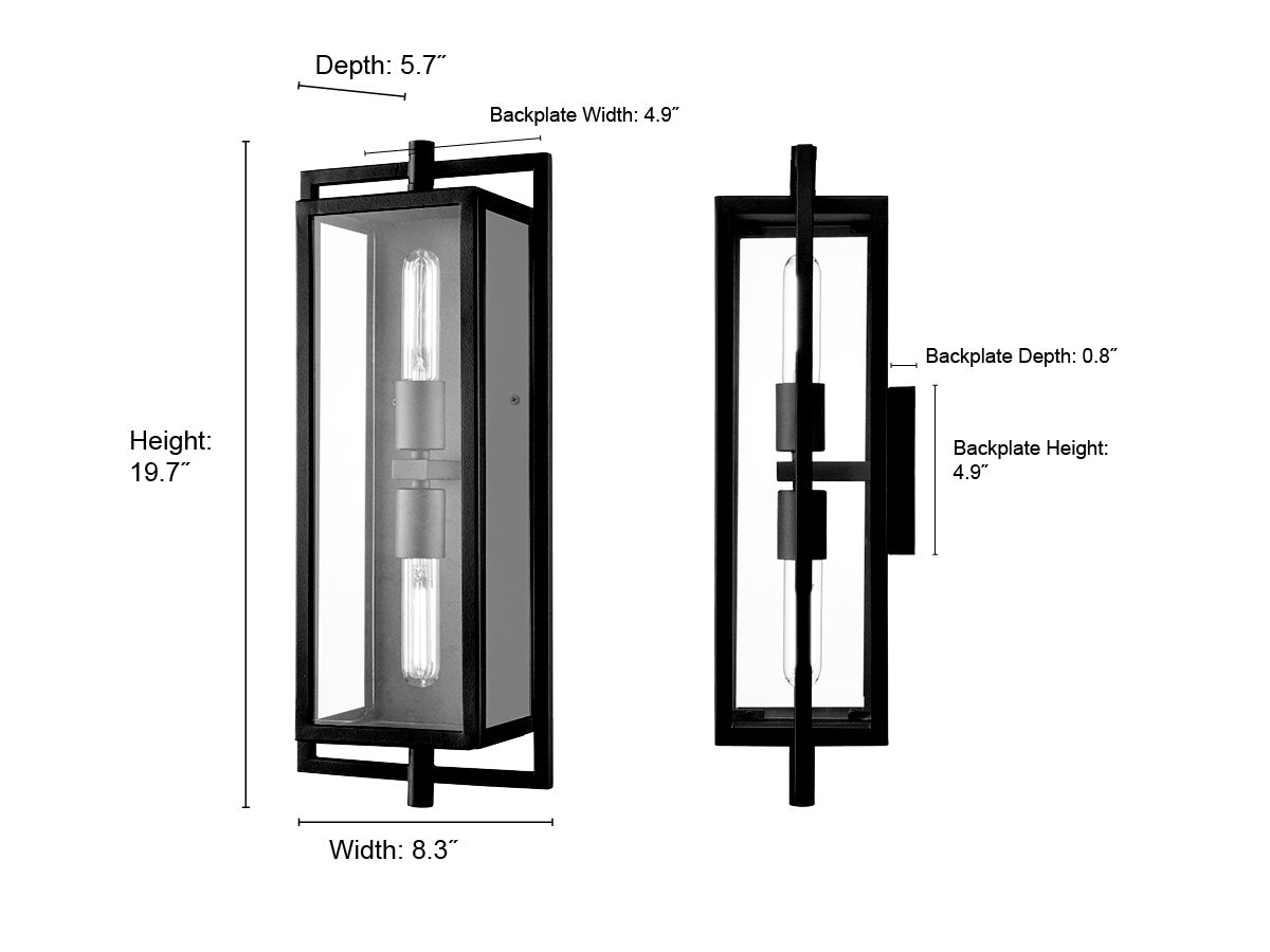 8.3'' Rankin Textured Black 2 Light Wall Sconce