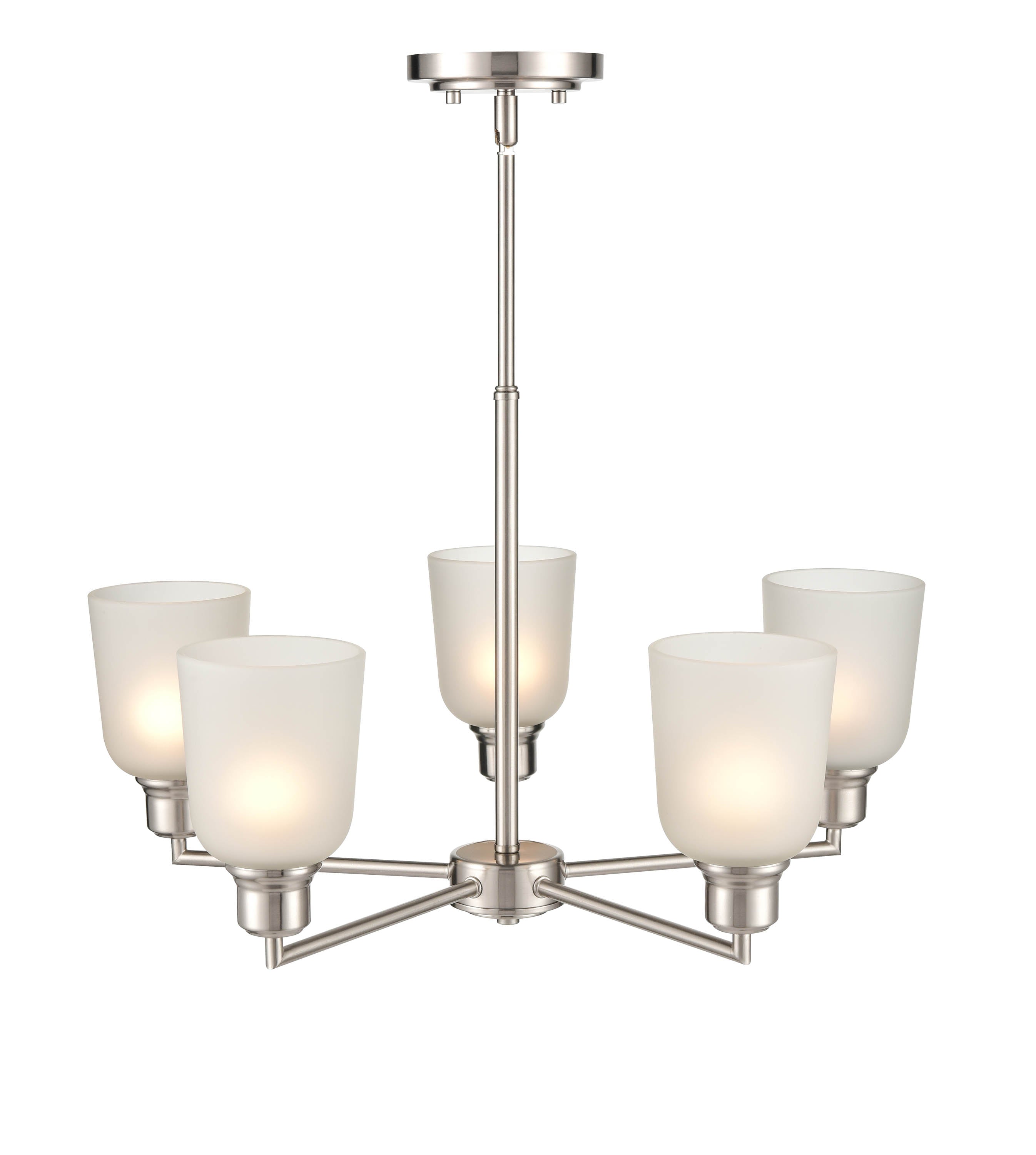53.22'' Amberle Brushed Nickel 5 Light Chandelier