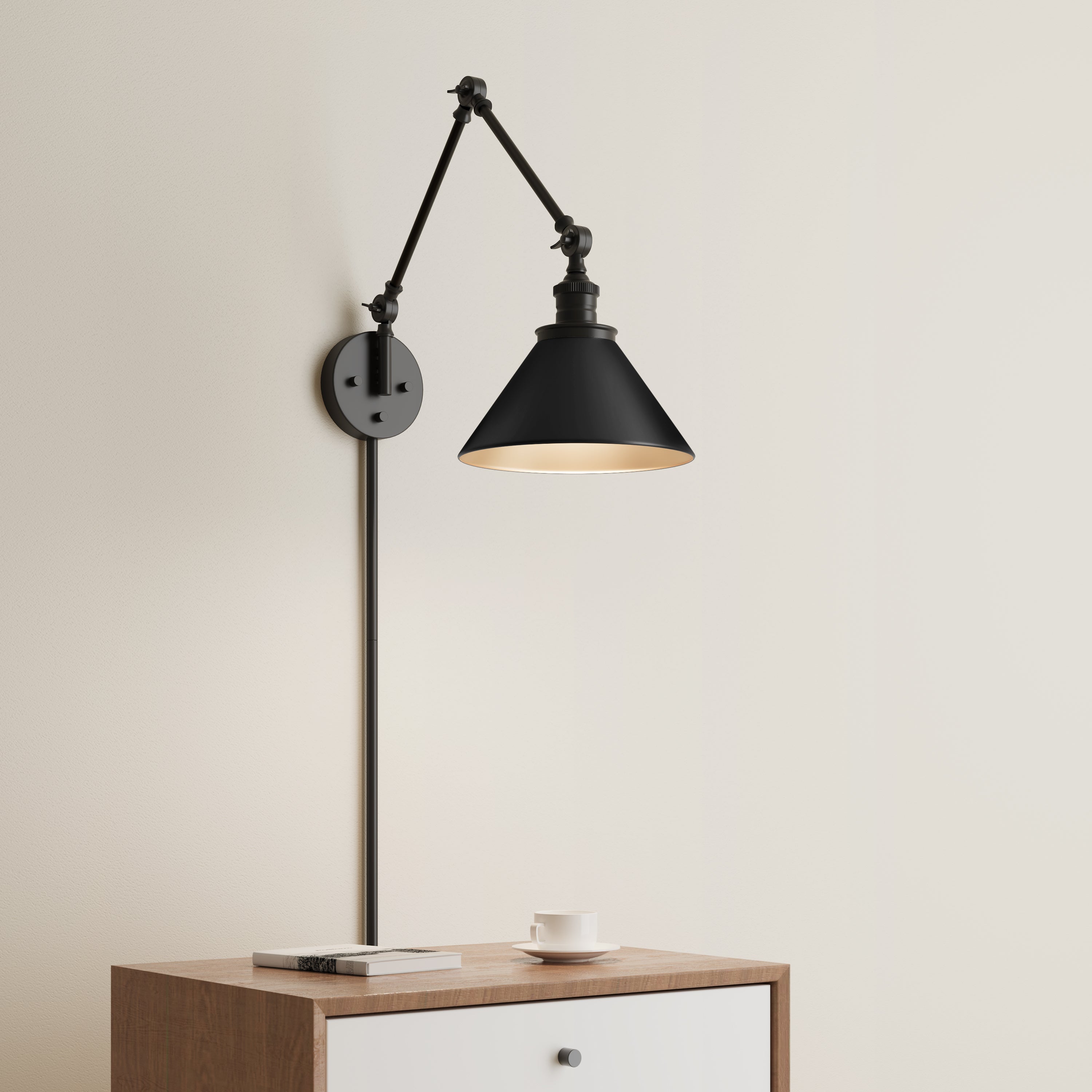 10'' Edward Matte Black 1 Light Swing Arm Sconce