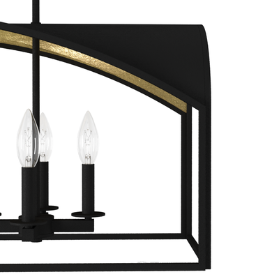 Dukestown 41-inch 8-light Natural Black Iron and Gold Leaf Linear Chandelier