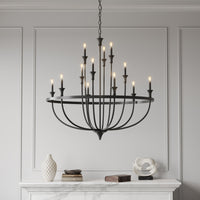 40.2'' Emery Matte Black 12 Light Chandelier