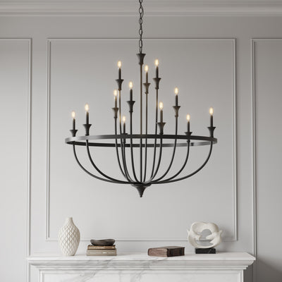 40.2'' Emery Matte Black 12 Light Chandelier