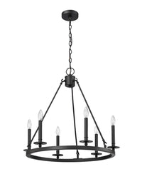 26-inch Florence Matte Black 6-Light Chandelier