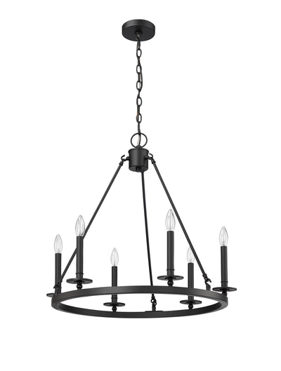 26-inch Florence Matte Black 6-Light Chandelier