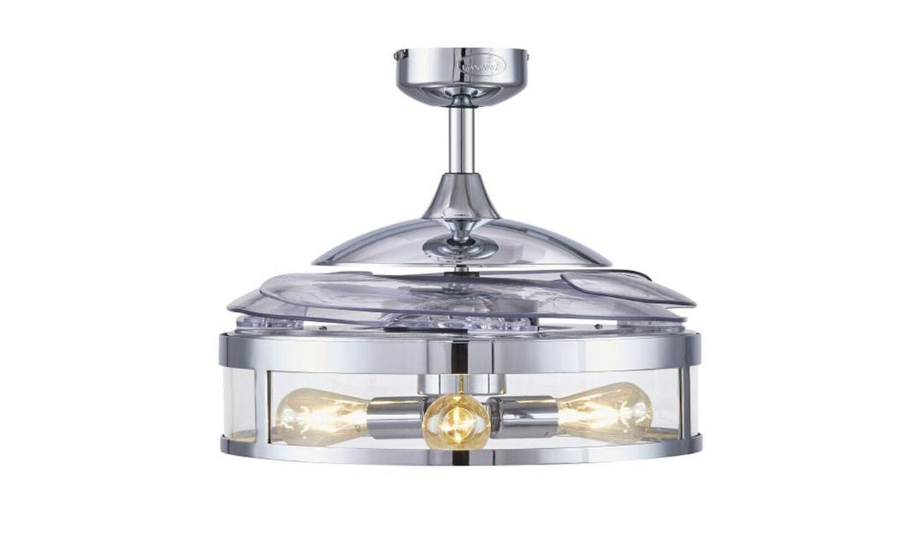 Classic 48 Inch 3 Light Chrome Fan with Retractable Blades