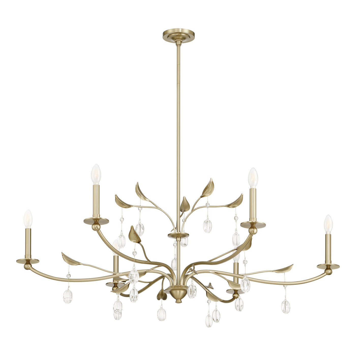 Presley 48-inch 6-light Champagne Gold Chandelier with Clear Glass Drops