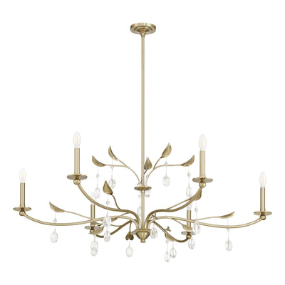 Presley 48-inch 6-light Champagne Gold Chandelier with Clear Glass Drops