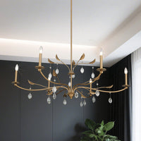 Presley 48-inch 6-light Champagne Gold Chandelier with Clear Glass Drops