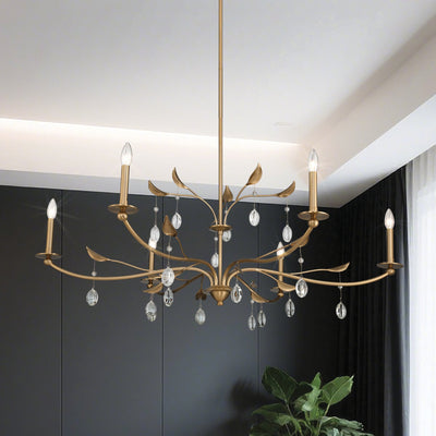 Presley 48-inch 6-light Champagne Gold Chandelier with Clear Glass Drops
