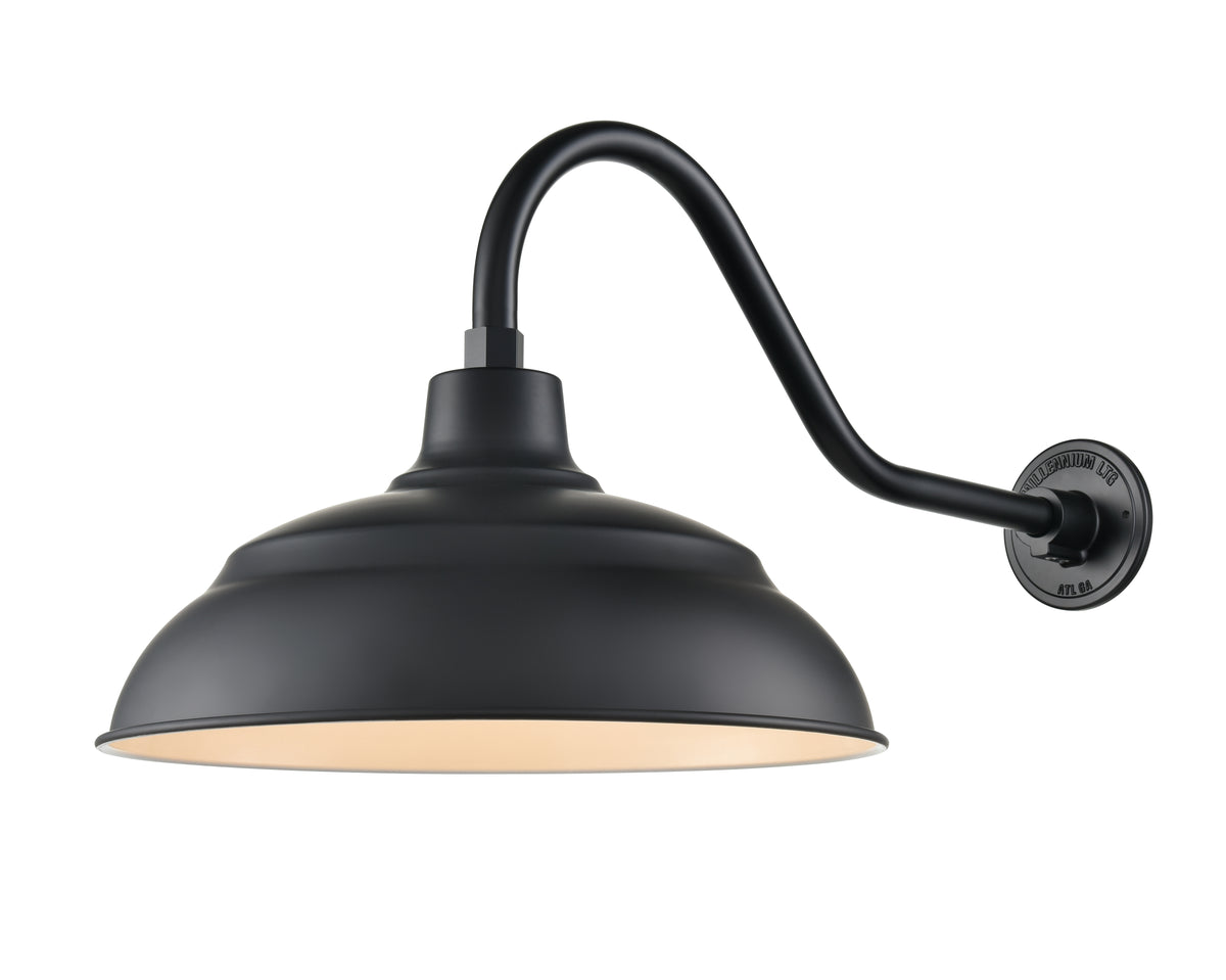 17'' Satin Black Aluminum R Series Aluminum Warehouse Shade