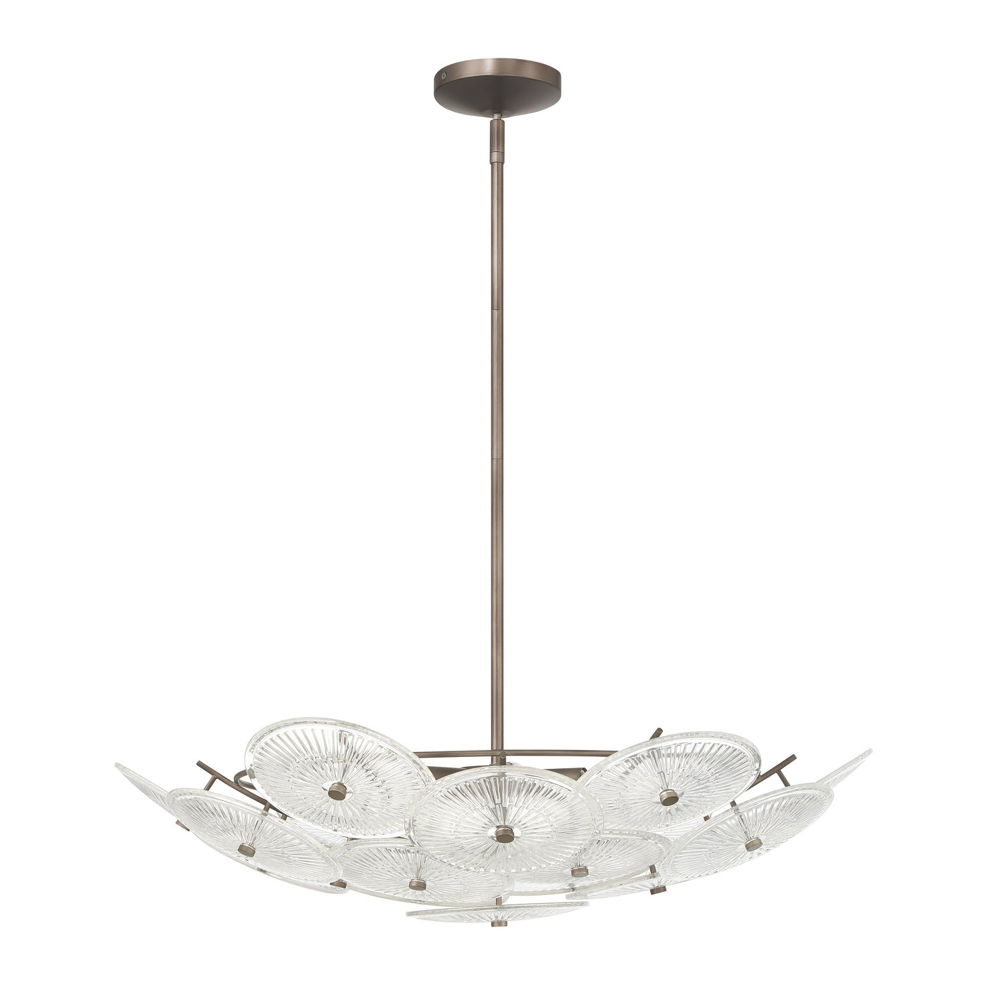 Avril 29-inch 6-light Forged Bronze Chandelier with Clear Starburst Glass Shade