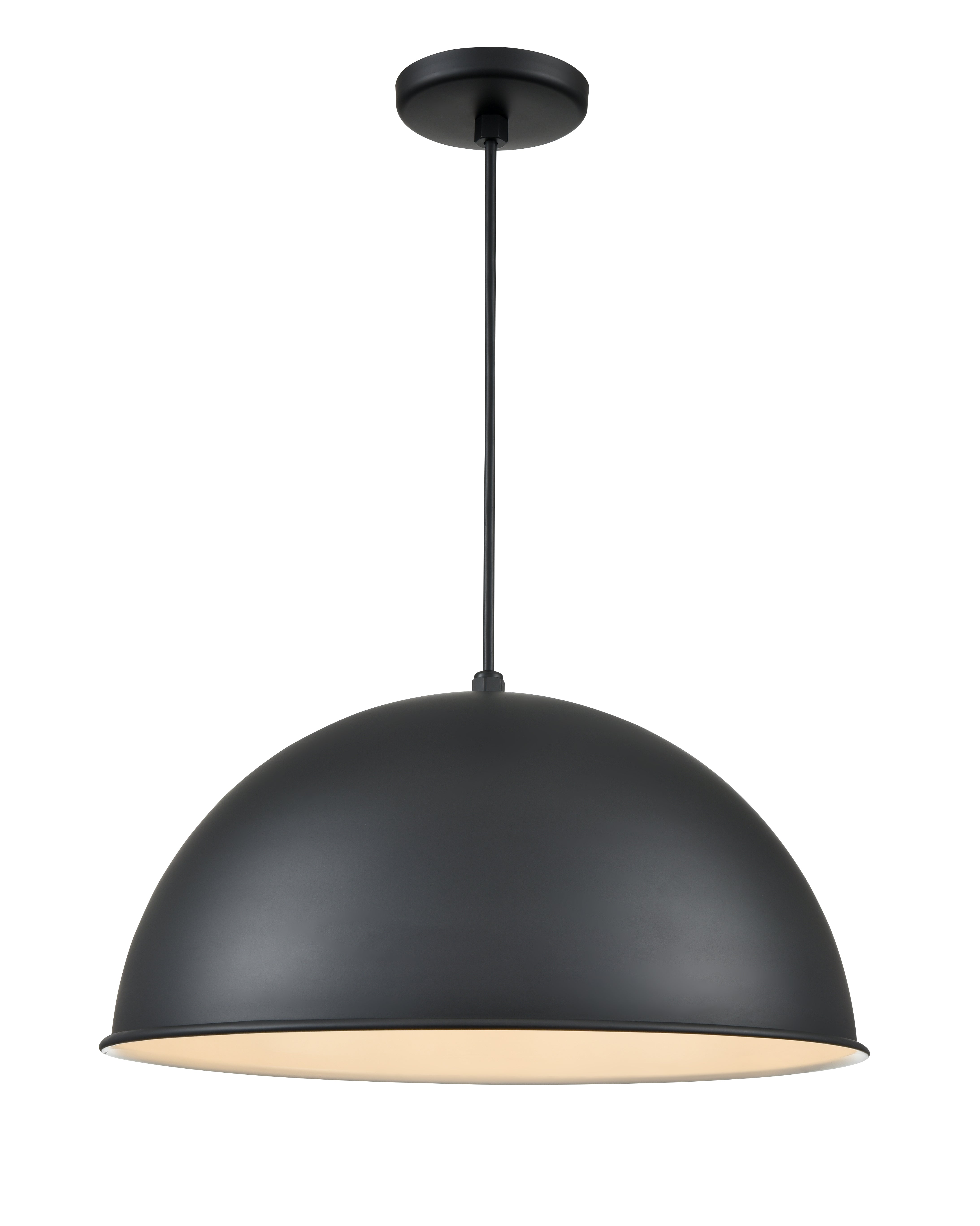 18-inch R Series Satin Black 1-Light Black Glass Pendant Light