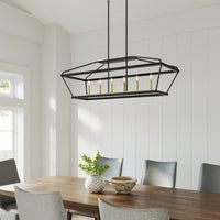 15.25'' Surrey Matte Black/Vintage Brass 6 Light Linear Chandelier