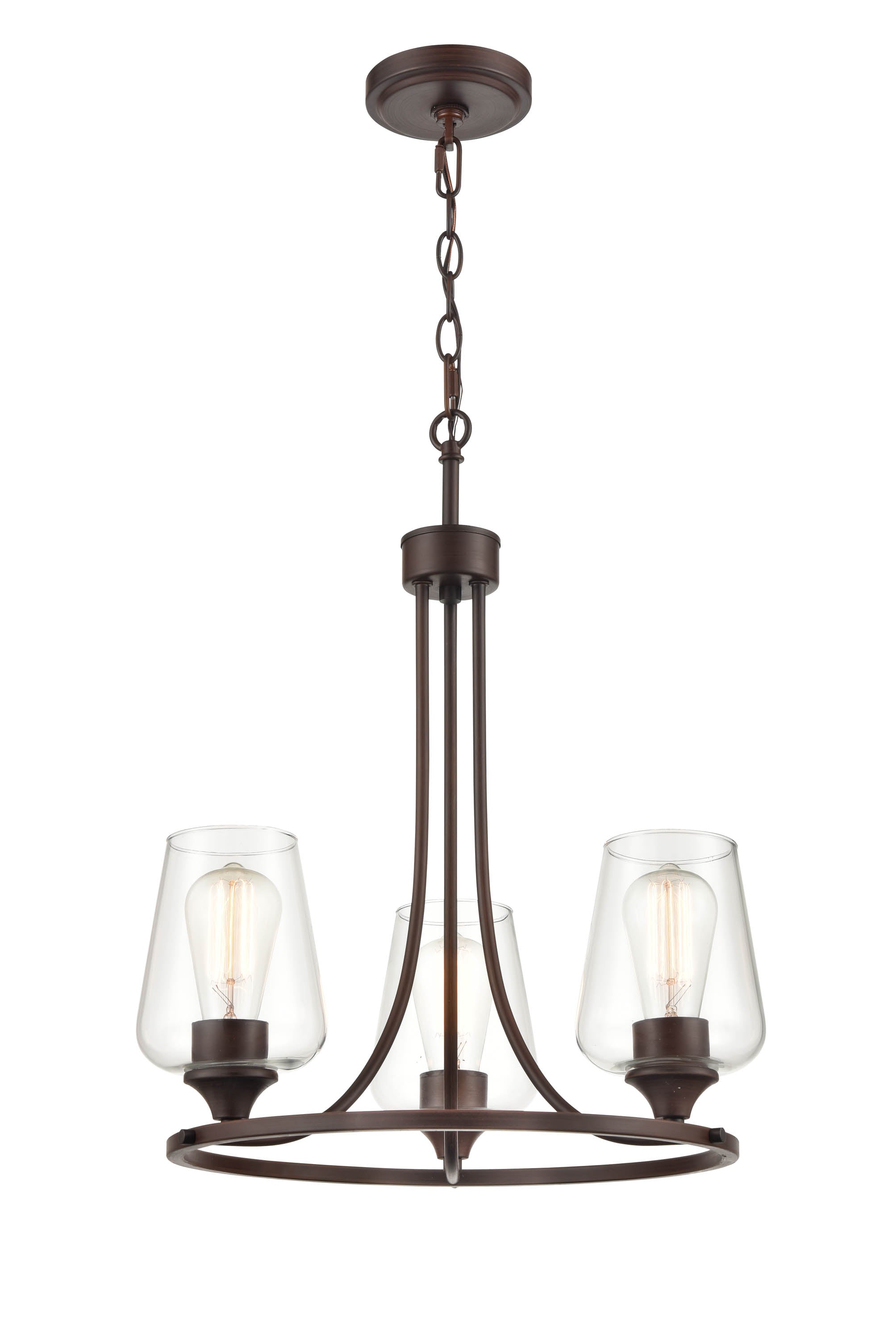 19'' Ashford Rubbed Bronze 3 Light Chandelier