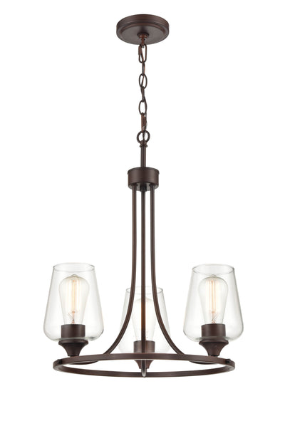 19'' Ashford Rubbed Bronze 3 Light Chandelier