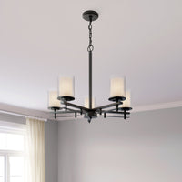 23'' Huderson Matte Black 5 Light Chandelier