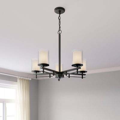 23'' Huderson Matte Black 5 Light Chandelier