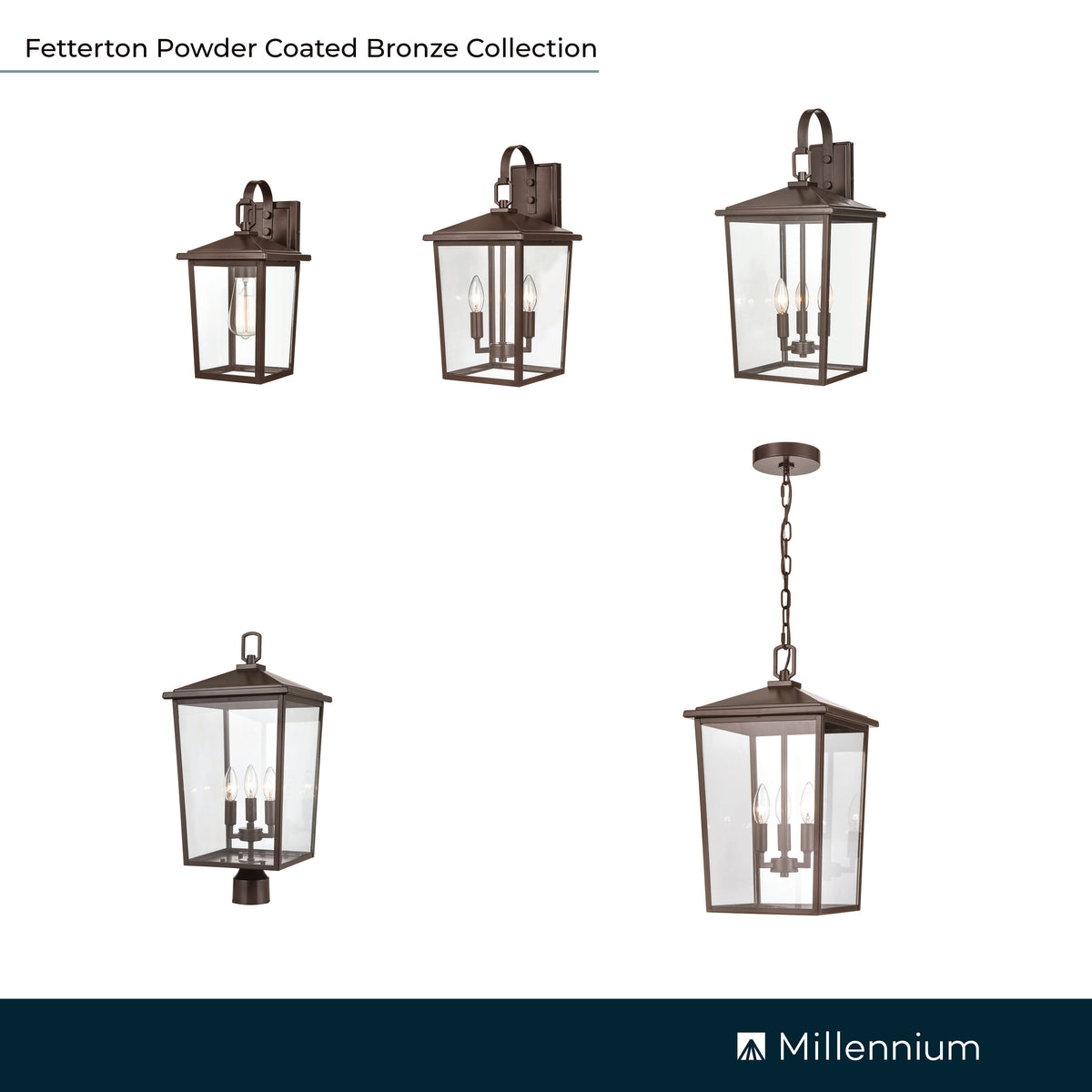 11'' Fetterton Powder Coated Bronze 3 Light Wall Sconce