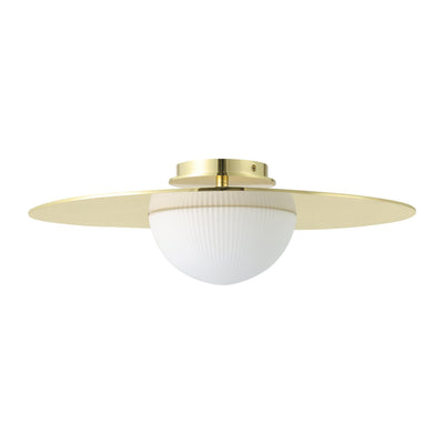 Solstice 22-inch Polished Brass 5CCT LED Convertible Pendant with Opal Ribbed Glass Shade
