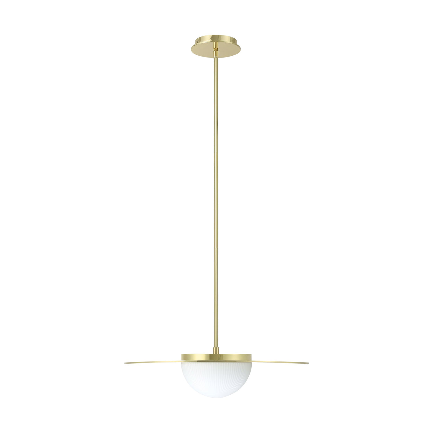 Solstice 22-inch Polished Brass 5CCT LED Convertible Pendant with Opal Ribbed Glass Shade