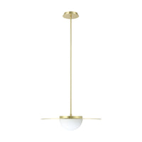 Solstice 22-inch Polished Brass 5CCT LED Convertible Pendant with Opal Ribbed Glass Shade