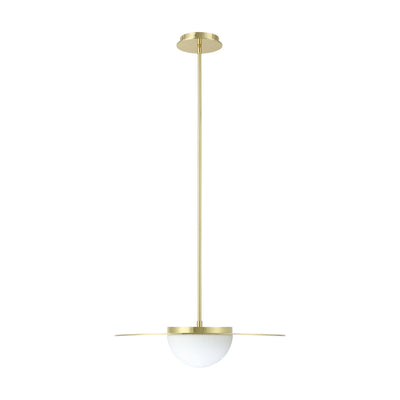 Solstice 22-inch Polished Brass 5CCT LED Convertible Pendant with Opal Ribbed Glass Shade