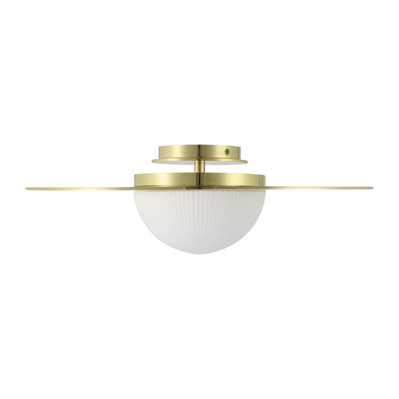 Solstice 22-inch Polished Brass 5CCT LED Convertible Pendant with Opal Ribbed Glass Shade