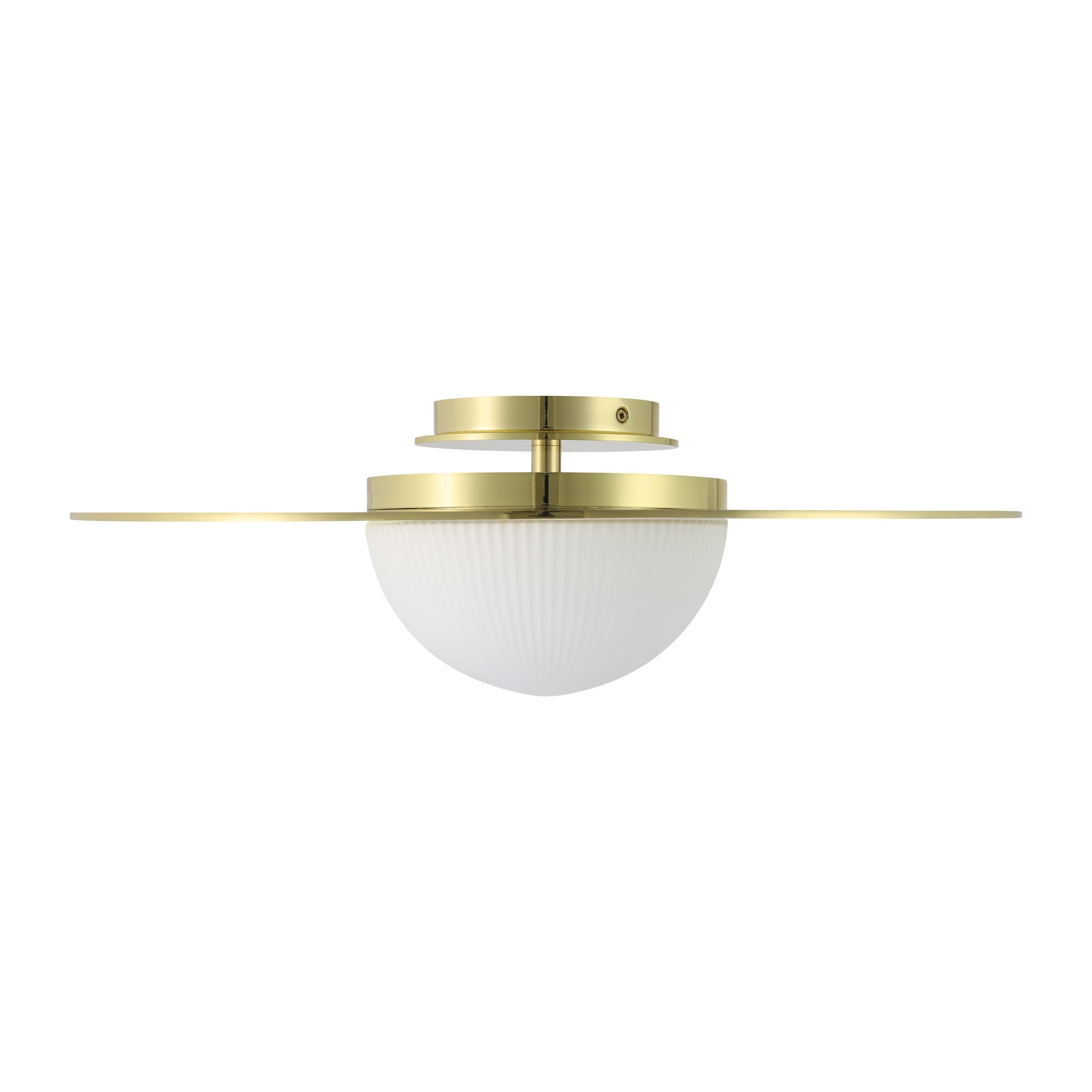 Solstice 22-inch Polished Brass 5CCT LED Convertible Pendant with Opal Ribbed Glass Shade