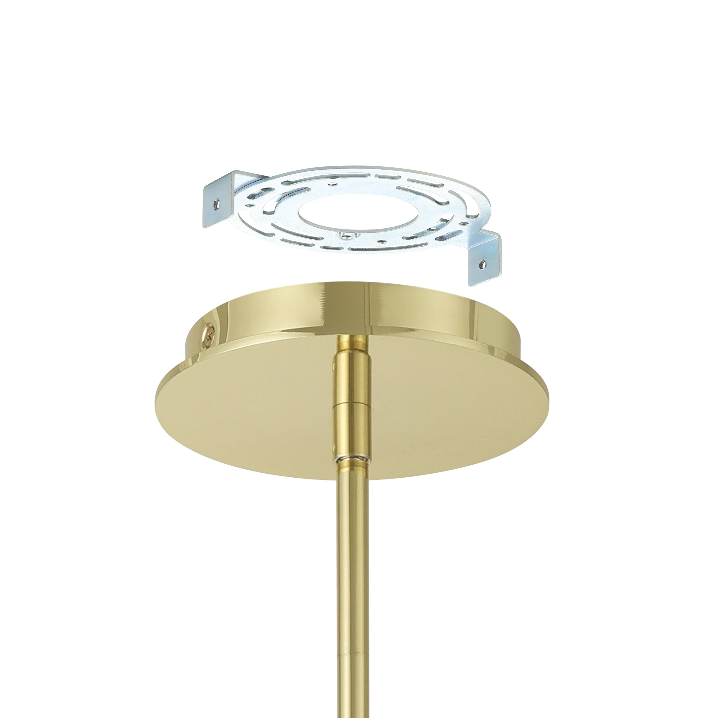 Solstice 22-inch Polished Brass 5CCT LED Convertible Pendant with Opal Ribbed Glass Shade