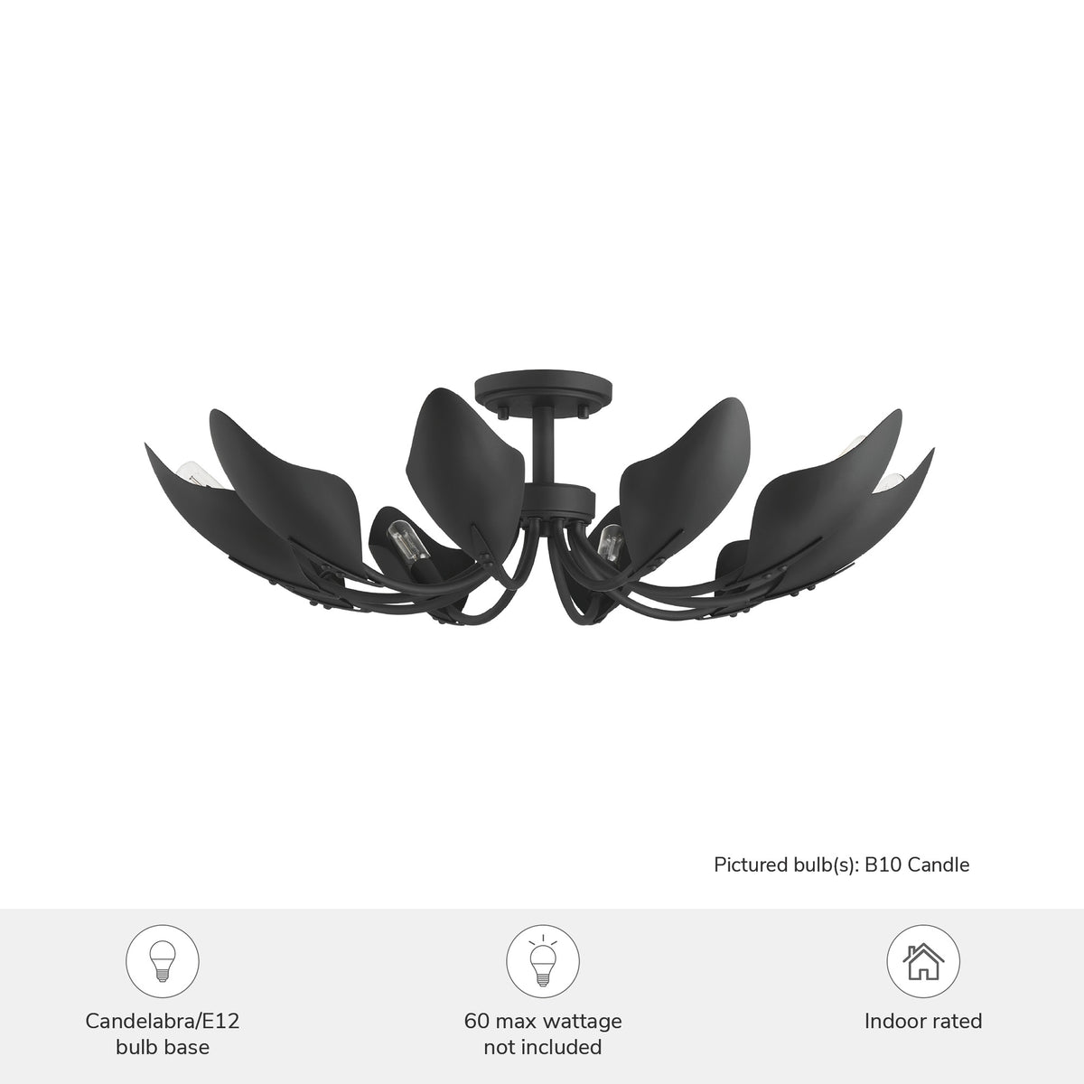 Juneway 28-inch 10-light Matte Black Flush Mount Ceiling Light with Matte Black Metal Shade