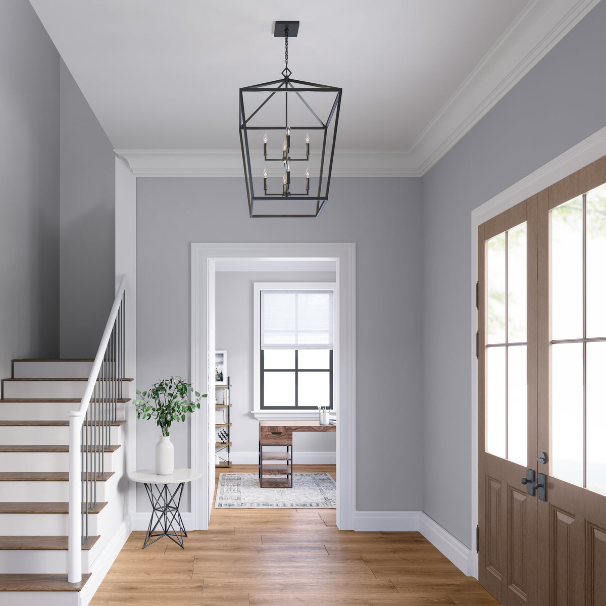 36'' Corona Matte Black 8 Light Pendant